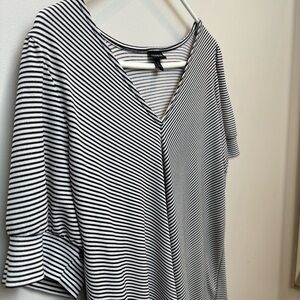 Torrid Black and White Asymmetrical Blouse